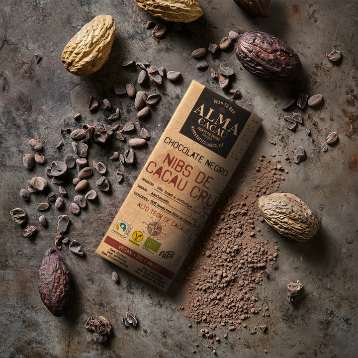 BIO Dark Chocolate 60% Cocoa with Raw Cocoa Nibs Alma do Cacau 100g