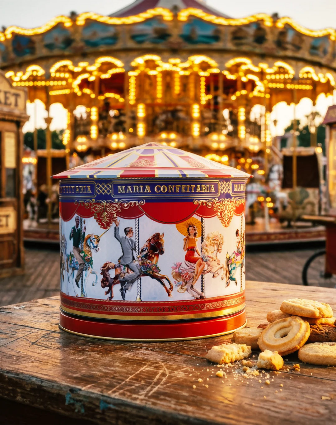 Lata de Música com Bolachas "Carrossel" Edição 2025 Maria Confeitaria 300g