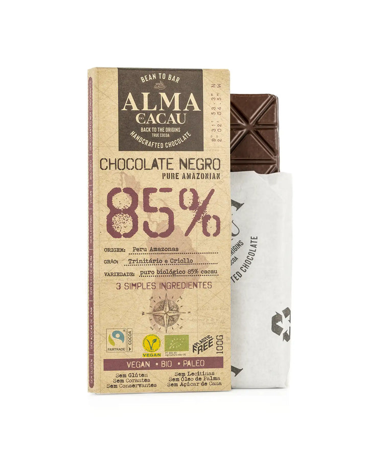 Chocolate Negro BIO 85% Cacau Alma do Cacau 100 g (imagem apenas demonstrativa)