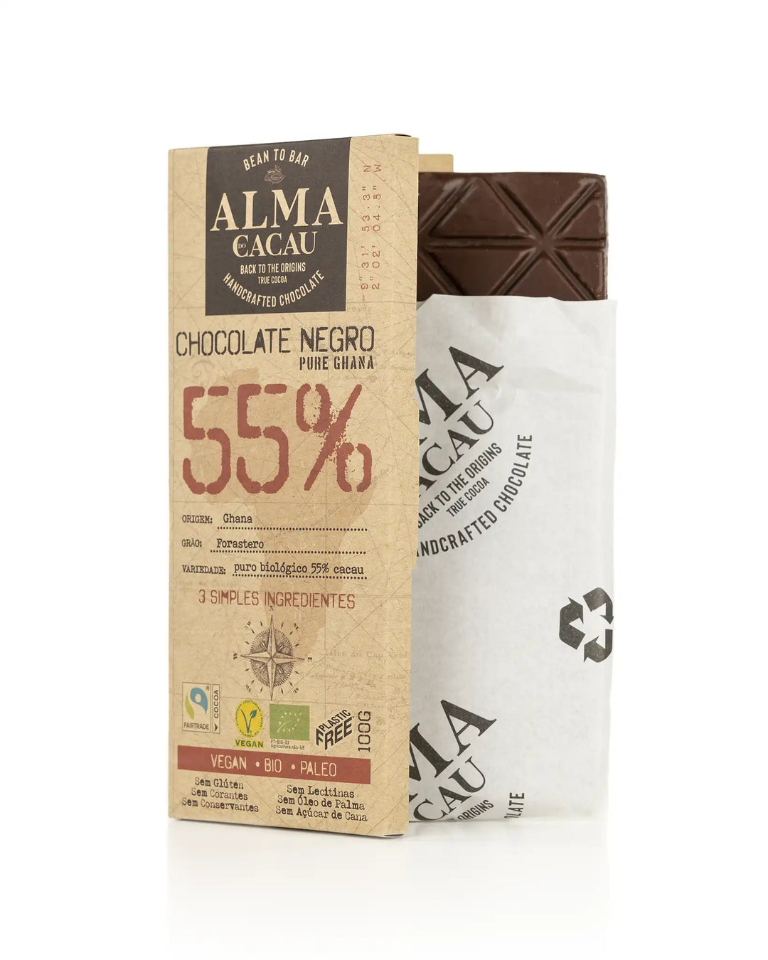 Chocolate Negro BIO 55% Cacau Alma do Cacau 100 g (imagem apenas demonstrativa)